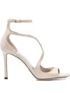 Jimmy Choo 95mm Azia Ankle-strap Heeled Sandals In Neutral