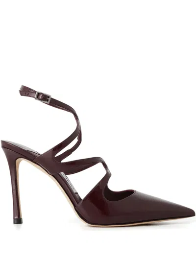 Jimmy Choo 95mm Azia Pointed Pumps In Burgundy