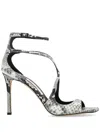 Jimmy Choo Azia 95 Sandals In Python Print Leather In Grau