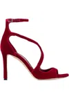 Jimmy Choo Ruby Red Velvet Sandals In Red