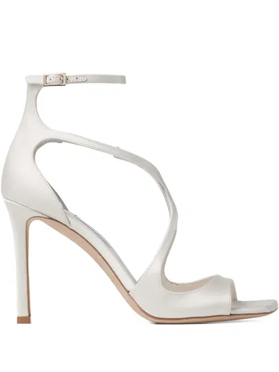 Jimmy Choo Azia 95 T-strap Sandals In White