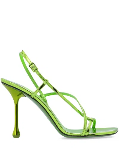 Jimmy Choo 95mm Etana Strappy Leather Sandals In Green