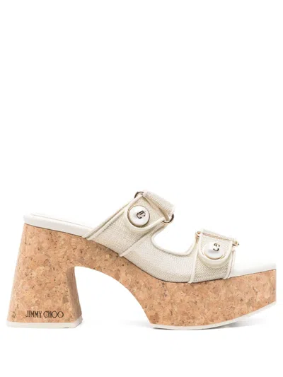 Jimmy Choo 95mm Fayence Mules In Neutrals