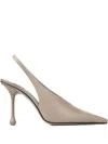 Jimmy Choo Womens Taupe Isa 95 Slingback Leather Heeled Courts