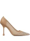 Jimmy Choo Ixia 95 Crystal-embellished Pumps In Nude