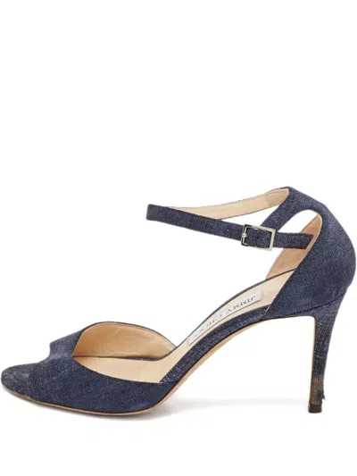 Pre-owned Jimmy Choo 95mm Miranda Sandals In Blue