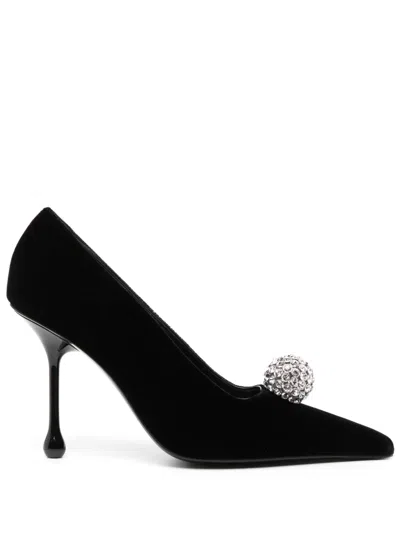 Jimmy Choo Orb 95 Velvet Pumps In Black