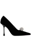 Jimmy Choo Orb 50 Crystal-embellished Velvet Pumps In Black
