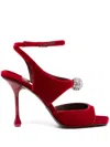 Jimmy Choo Orb 95 Velvet Sandals In Red