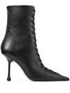 Jimmy Choo Scarlett 95 Leather Lace-up Boots In Black