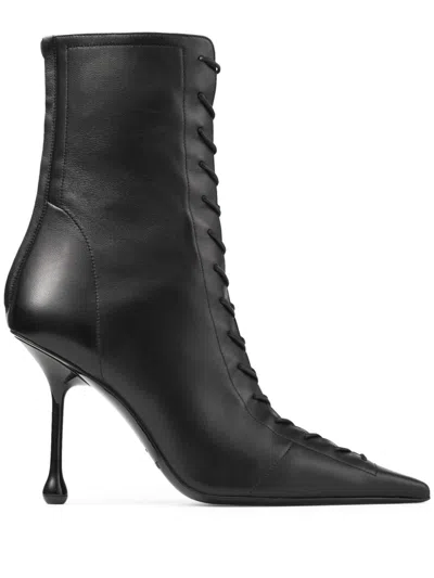 Jimmy Choo Scarlett 95 Leather Boots In Black