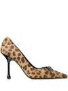 Jimmy Choo 95mm Scarlett Leopard-print Lace-up Pumps In Brown