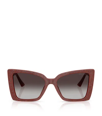Jimmy Choo Acetate Butterfly Sunglasses In Burgundy