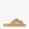 Jimmy Choo Aciel Woven Flat Sandals In Gold/dark Cappuccino