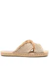 Jimmy Choo Aciel Woven Flat Sandals In Gold