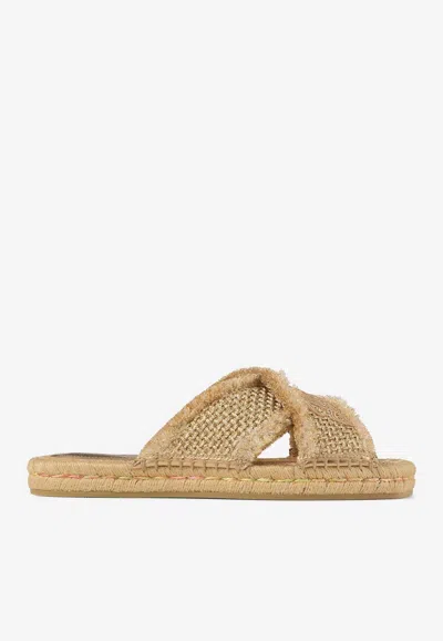 JIMMY CHOO ACIEL WOVEN FLAT SANDALS