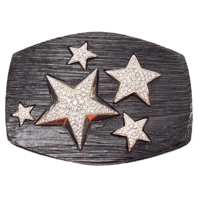 Jimmy Choo Acrylic Silver Star Crystal Embellished Mini Clutch Bag In Black