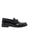 Jimmy Choo Leather Loafers With Glossy Finish And Metallic Accent In Black