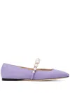 Jimmy Choo Ade Embellished Suede Ballet Flats In Purple