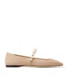Jimmy Choo Suede Leather Ballerina Flats With Pearl