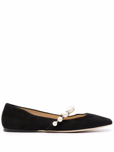 Jimmy Choo Women Ade Flat Suede Ballets In Black