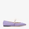 Jimmy Choo Ade Embellished Suede Ballet Flats In Tanzanite/white