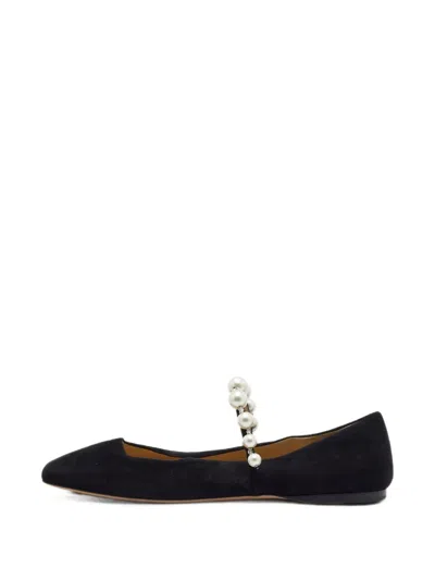 Pre-owned Jimmy Choo Ade Pearl-embellished Ballet Flats In Black