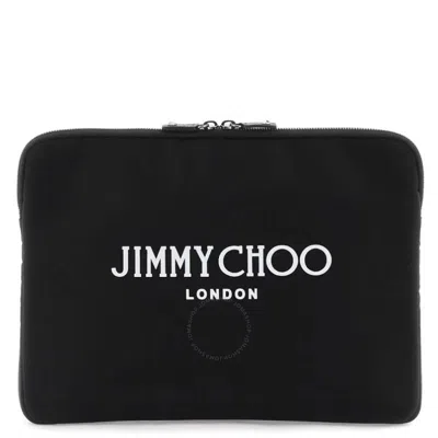 Jimmy Choo Adler Logo Print Pouch In Black