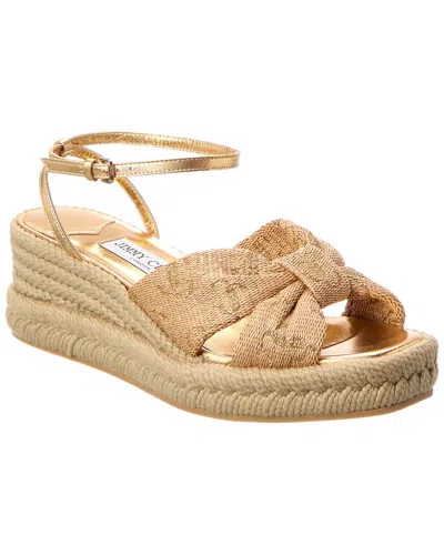 Jimmy Choo Aella 60 Logo Wedge Sandals In Gold