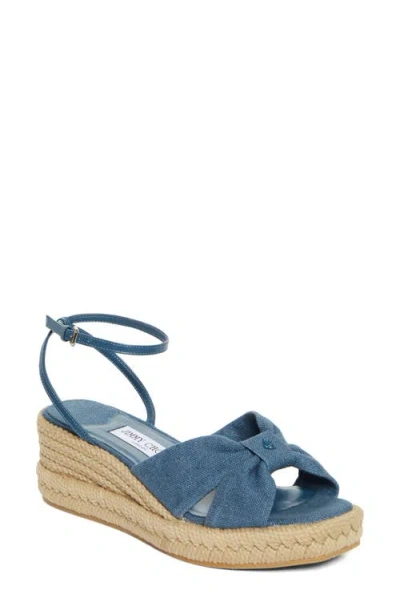 Jimmy Choo Aella Espadrille Wedge Sandal In Denim Blue
