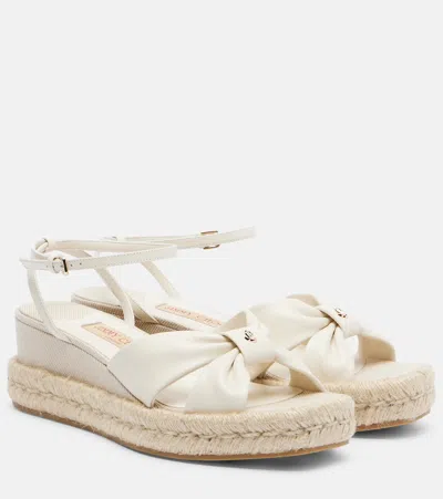 Jimmy Choo Aella Leather Espadrille Sandals In White
