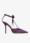 Jimmy Choo Afia Mesh 100 Satin And Ruched Tulle Sandal Sandals Violet In Purple
