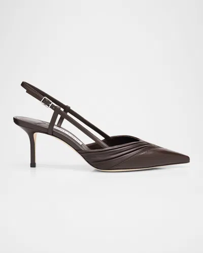 Jimmy Choo Afia 65 Leather Slingback Pumps In Brown