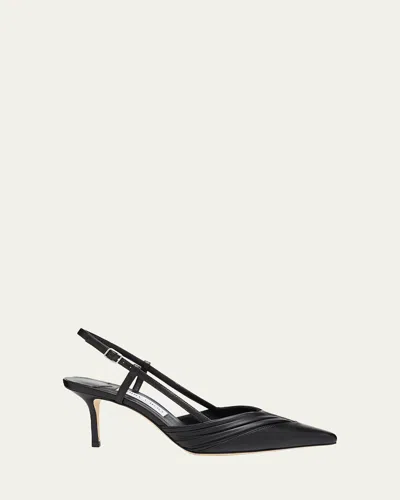 Jimmy Choo Afia 65 Leather Slingback Pumps In Black