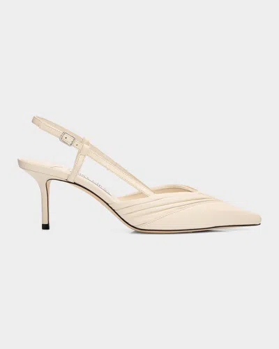 Jimmy Choo Afia 65 Leather Slingback Pumps In Neutral