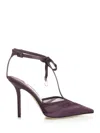 Jimmy Choo Afia Mesh 100 Satin And Ruched Tulle Sandal Sandals Violet In Purple
