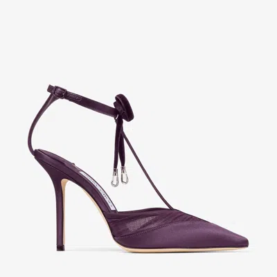 Jimmy Choo Afia Mesh 100 Winter Bloom Satin And Ruched Tulle Pumps Winter Bloom/winter Bloom 38 In Purple