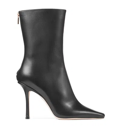 Jimmy Choo Agathe 100 Leather Ankle Boots In Black