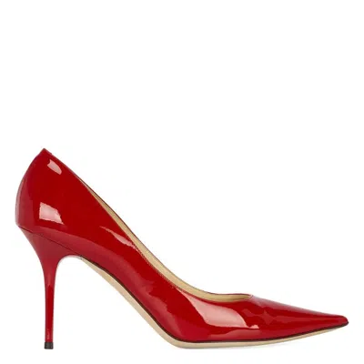 Jimmy Choo Agnes 85 Patent Leather Pumps In Red