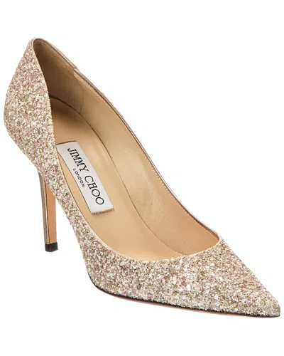 Jimmy Choo Agnes Glitter & Leather Pump In Gold