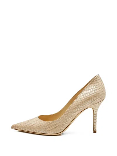 Pre-owned Jimmy Choo Agnes Python-embossed Pumps In Neutral