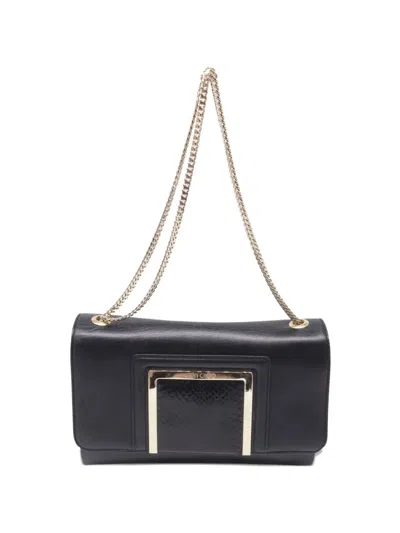 Pre-owned Jimmy Choo Alba Leather Shoulder Bag In Black