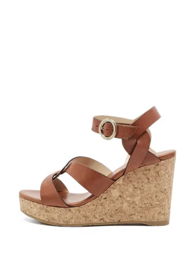 Pre-owned Jimmy Choo Aleili Platform Sandals In Brown