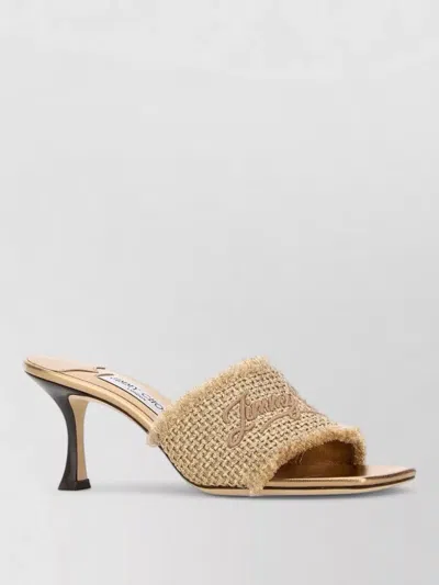 Jimmy Choo Alexia 70 Mules Embroidered Strap Kitten Heel In Neutral