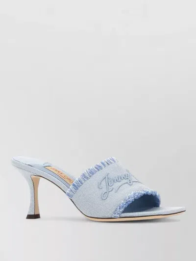 Jimmy Choo Alexia Canvas Kitten Heel Open Toe Mules In Blue