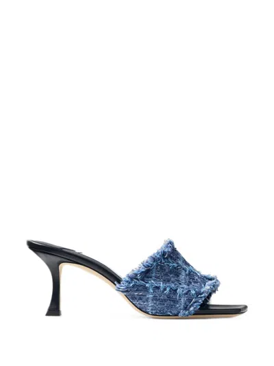 Jimmy Choo Alexia Frayed Denim Sandals In Blue
