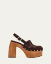 Jimmy Choo Alida Embroidered Suede Platform Clogs In Brown