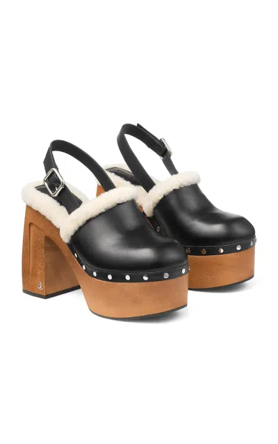 JIMMY CHOO ALIDA SHEARLING PLATFORM CLOGS