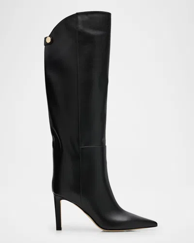 Jimmy Choo Alizze 85 Leather Knee-high Boots In Black