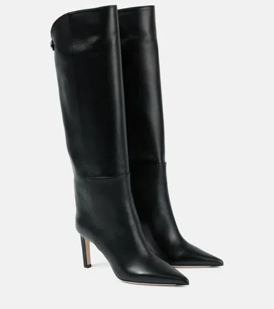 Jimmy Choo Alizze 85 Leather Knee-high Boots In Black